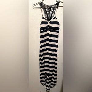 No Boundaries Brand Navy Blue/Oatmeal Summer Dress, Junior M 7-9